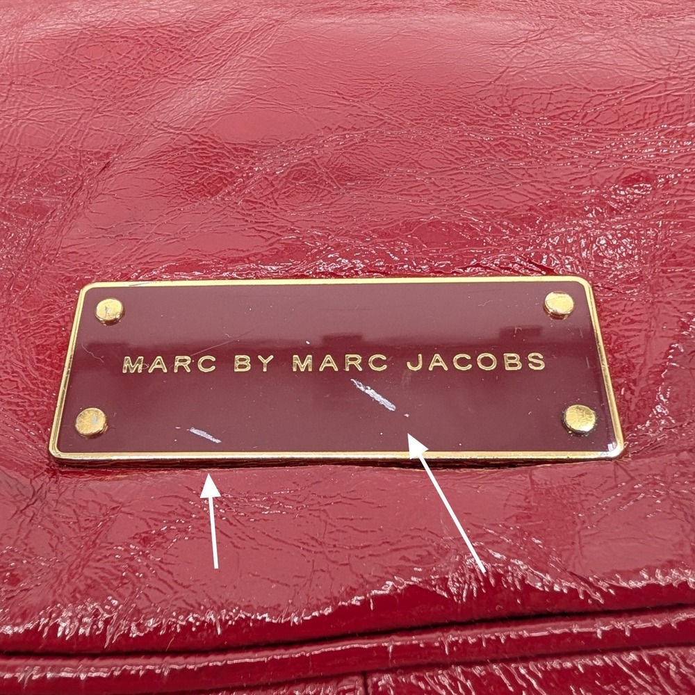 Marc by Marc Jacobs Red Patent Leather Tote Crossbody Bag Gold Hardware - Picture 6 of 14